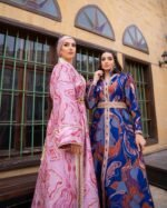 قفطان مشغول يدويا من اقمشة البروكار التركي الفاخرة