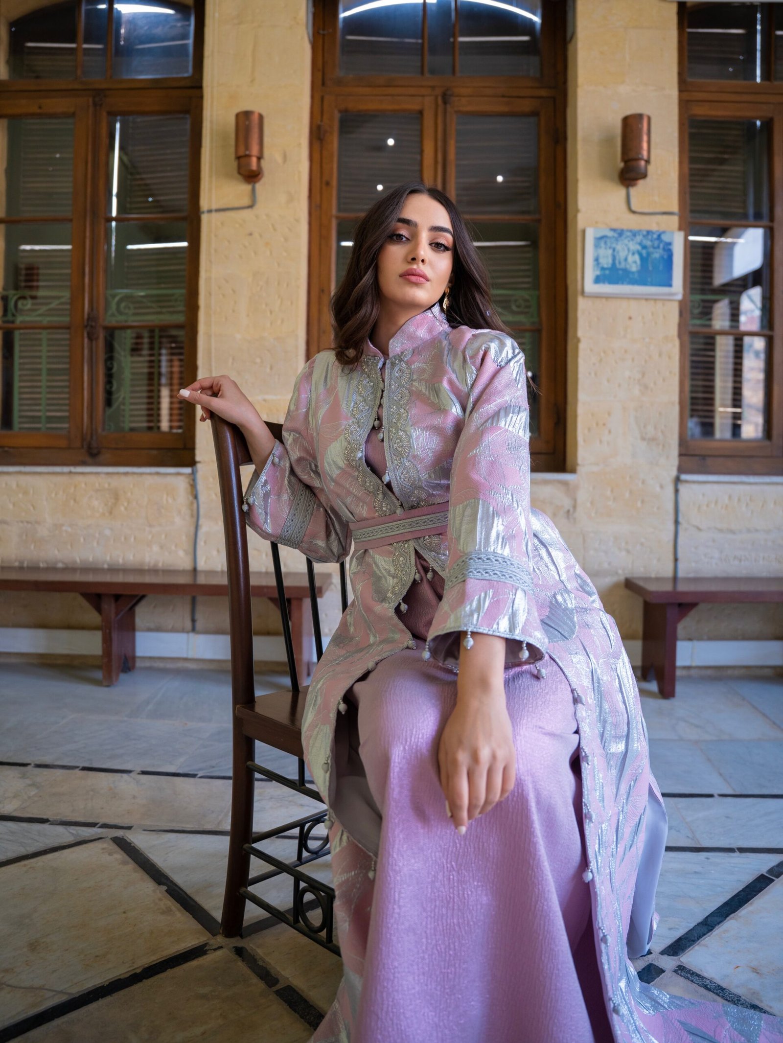 IMG_9422 (1) قفطان اللؤلؤ الوردي - الصورة 1