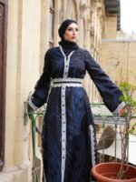 ⁦قفطان بروكار اسود ملوكي⁩ - الصورة ⁦3⁩