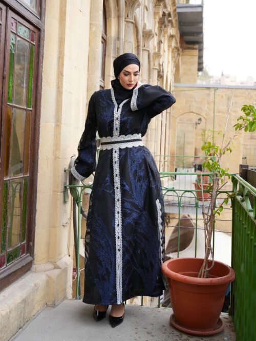⁦قفطان بروكار اسود ملوكي⁩ - الصورة ⁦4⁩