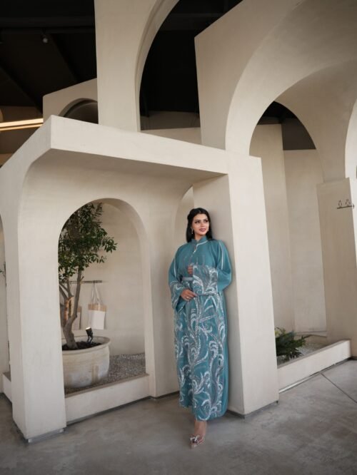 ⁦قفطان شك فاخر باللون الفيروزي⁩ - الصورة ⁦4⁩