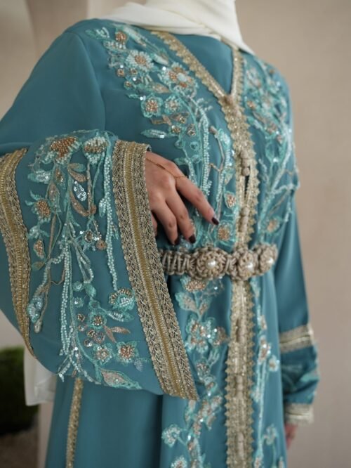 ⁦قفطان فيروزي مشكوك⁩ - الصورة ⁦4⁩